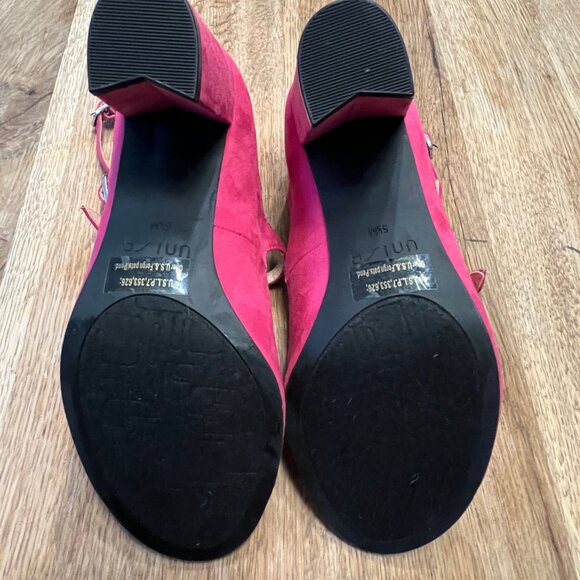 Unisa Womens Undarrah Faux Suede Buckle Heels Pink Size 5.5 Medium - Picture 5 of 9